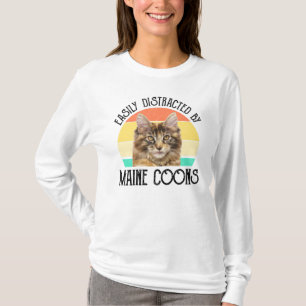 Camiseta Facilmente Distraído Por Maine Coons