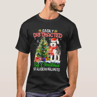 Camiseta Facilmente Distraído Por Malamutes Xmas Fo E Alask