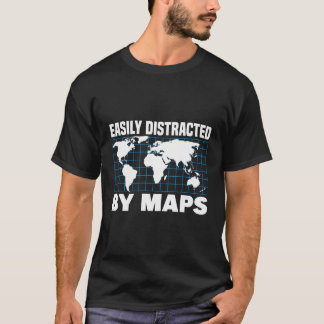 Camiseta Facilmente Distraído Por Mapas