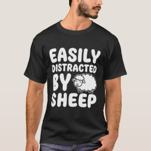 Camiseta Facilmente Distraído Por Ovelhas, Roupa Divertida 