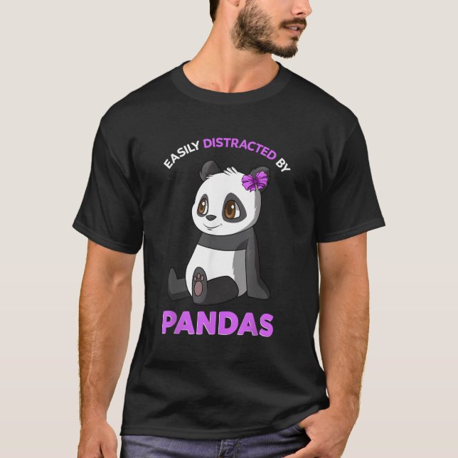 Camiseta Facilmente Distraído Por Pandas Panda (Frente)