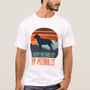 Camiseta Facilmente Distraído Por Passeios De Cães Pitbulls