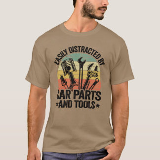 Camiseta Facilmente Distraído Por Peças De Carro Anls Fun M