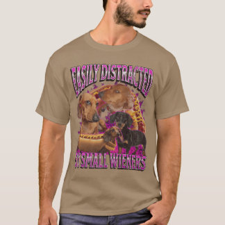 Camiseta Facilmente Distraído Por Pequenos Wieners Engraçad