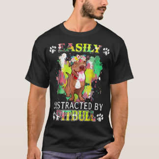 Camiseta Facilmente Distraído Por Pitbull Cachorro Engraçad