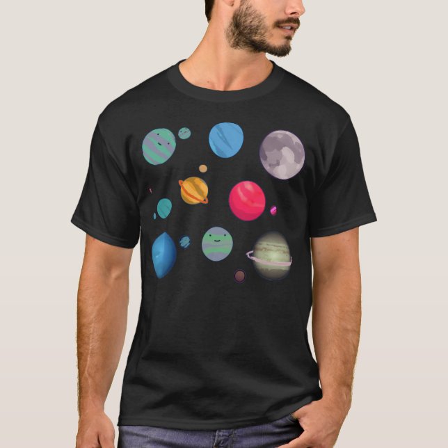 Camiseta Facilmente Distraído Por Planetas (Frente)