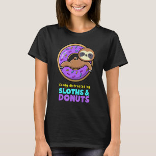 Camiseta Facilmente Distraído por Preguiças e Donuts Pregu