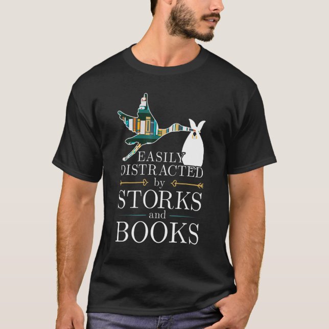 Camiseta Facilmente Distraído Por Storages E Books Bird (Frente)