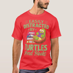 Camiseta Facilmente Distraído Por Tartarugas E Livro