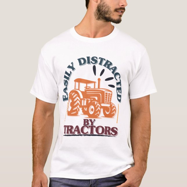 Camiseta Facilmente Distraído Por Tratores (Frente)