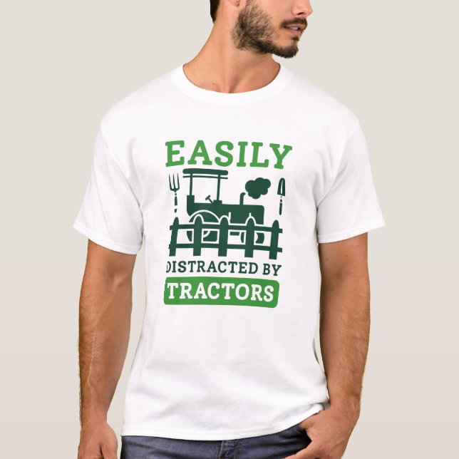 Camiseta Facilmente Distraído Por Tratores (Frente)