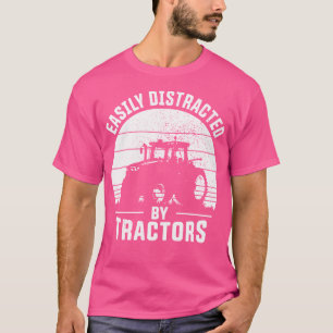 Camiseta Facilmente Distraído Por Tratores Fazendeiro Trato