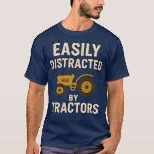 Camiseta Facilmente Distraído Por Tratores Trator Engraçado