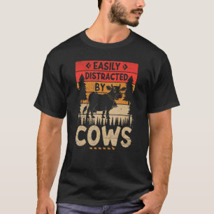 Camiseta Facilmente distraído por Vacas Colheita Fazenda Ce