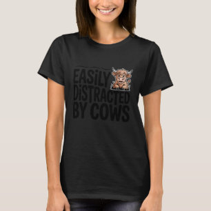 Camiseta Facilmente Distraído por Vacas Vaca das Terras Alt