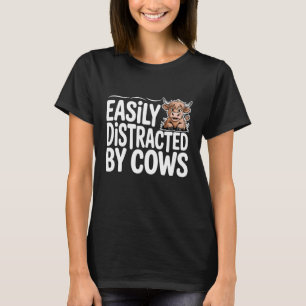 Camiseta Facilmente Distraído por Vacas Vaca das Terras Alt