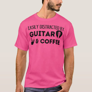 Camiseta Facilmente distraído por violão e café