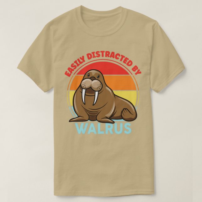 Camiseta Facilmente Distraído Por Walrus Cute Gifs Para O N (Frente do Design)