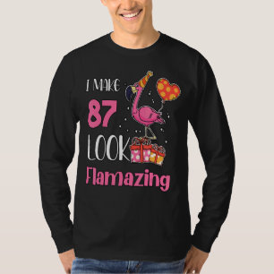 Camiseta Faço 87 Pareces Incríveis 87 Anos Flamingo 87