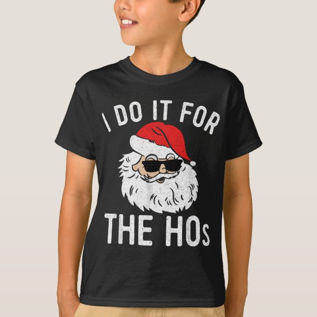 Camiseta Faço isso para o Natal de Hos em julho Papai Noel (Frente)