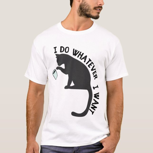 Camiseta Faço o que eu quero, gato engraçado (Frente)