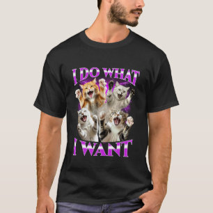Camiseta Faço O Que Quero Meme de Gato Engraçado Gráfico Pi