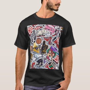 Camiseta Faculdade Diversão, Padrão Colorido de Vintagem
