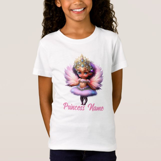 Camiseta Fada-bailarina princesa-rosa asas-flautistas (Frente)
