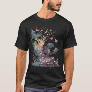 Camiseta Fada Borboleta Aquarela Lê Livro Biblioteca Fanta