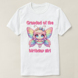 Camiseta Fada borboleta arco-íris avô da menina de aniversá