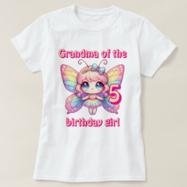 Camiseta Fada borboleta arco-íris avó da menina de aniversá