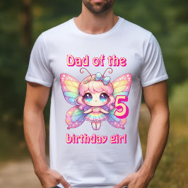 Camiseta Fada borboleta arco-íris Pai da aniversariante