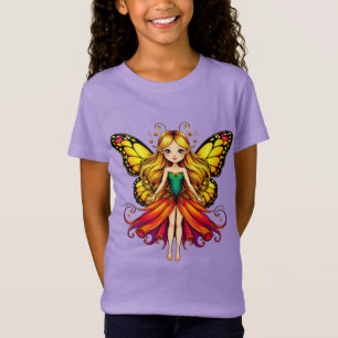 Camiseta Fada Colorida Com Asas Borboletas Vibrantes