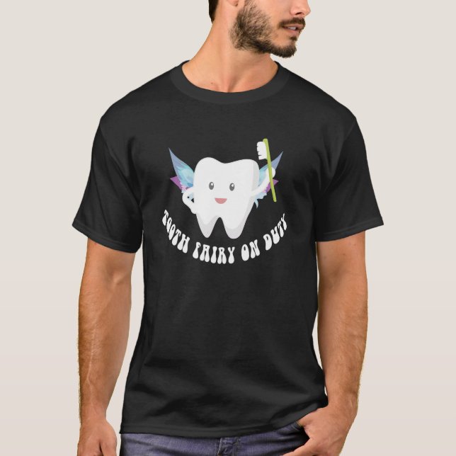 Camiseta Fada De Dente Bonita Em Serviço Para Mulher Do Hom (Frente)