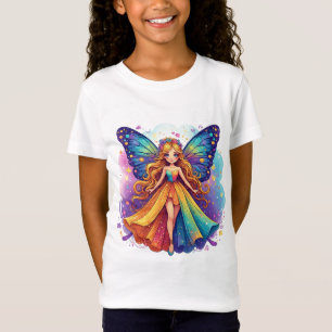 Camiseta Fada de Fantasia Encantadora com Asas Coloridas