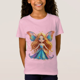 Camiseta Fada de Fantasia Encantadora com Asas Coloridas