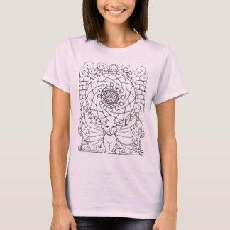 Camiseta Fada de gato e Rosa