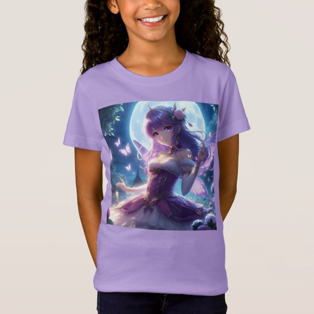 Camiseta Fada de Lua de Lua de Violeta da Menina de Anime (Frente)