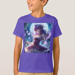 Camiseta Fada de Lua de Lua de Violeta da Menina de Anime