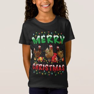 Camiseta Fada de Natal de Frango Luz Feliz Natal Galinha