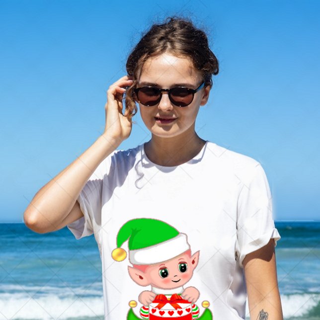 Camiseta Fada de Natal Verde Fofo (Criador carregado)