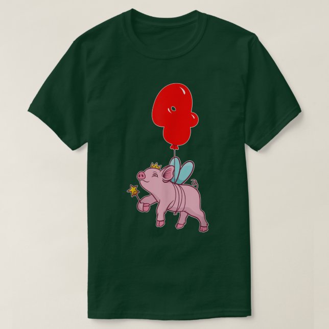 Camiseta Fada de Porco Fada Fada de Quarto Aniversário Cria (Frente do Design)