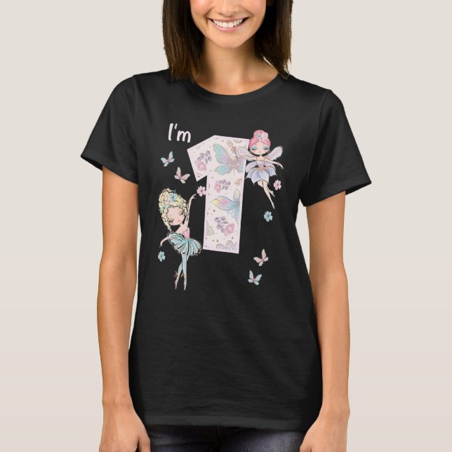 Camiseta Fada de primeiro aniversario de fada com 1 ano de  (Frente)