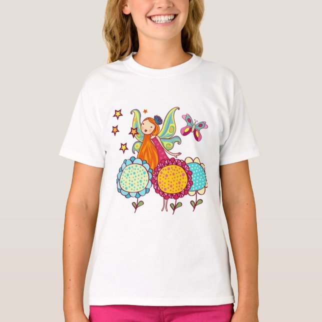 Camiseta Fada do jardim com flores (Frente)