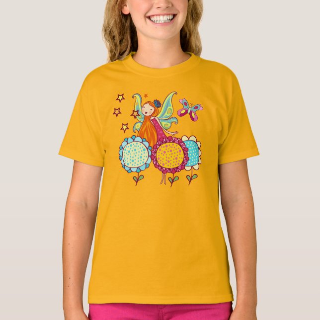 Camiseta Fada do jardim com flores (Frente)