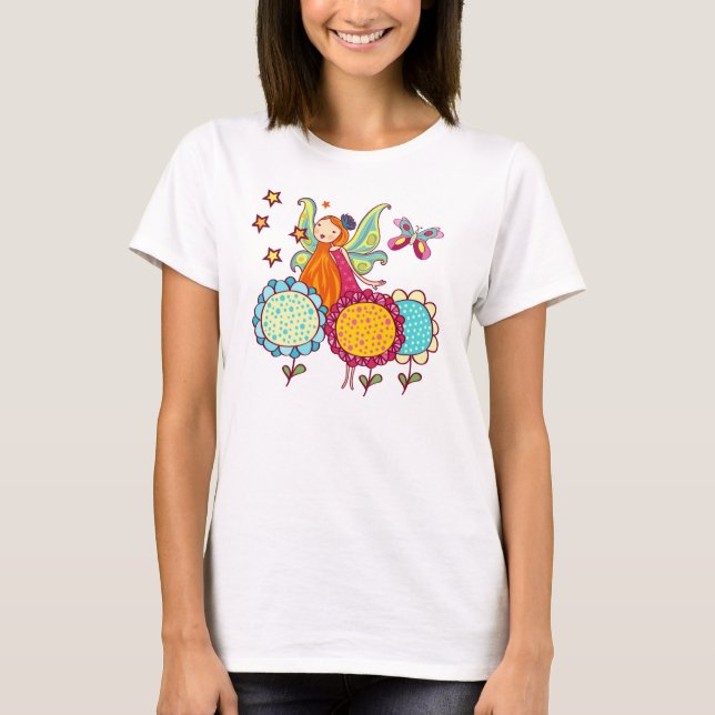Camiseta Fada do jardim com flores (Frente)