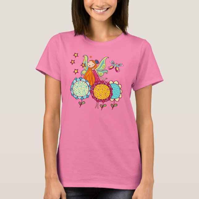 Camiseta Fada do jardim com flores (Frente)