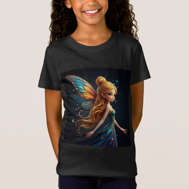 Camiseta Fada Encantadora com Asas Coloridas (Frente)