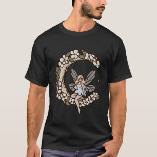 Camiseta Fada Fale Faerie Sentada Em Lua Crescente