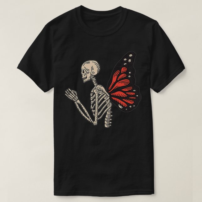 Camiseta Fada Grunge Fairycore Aestesia Skeleton Butterfl (Frente do Design)